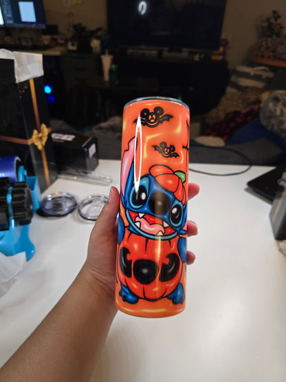 Spooky Cute Pumpkin Blue Alien 20oz Tumbler