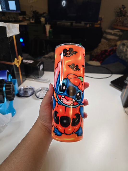 Spooky Cute Pumpkin Blue Alien 20oz Tumbler