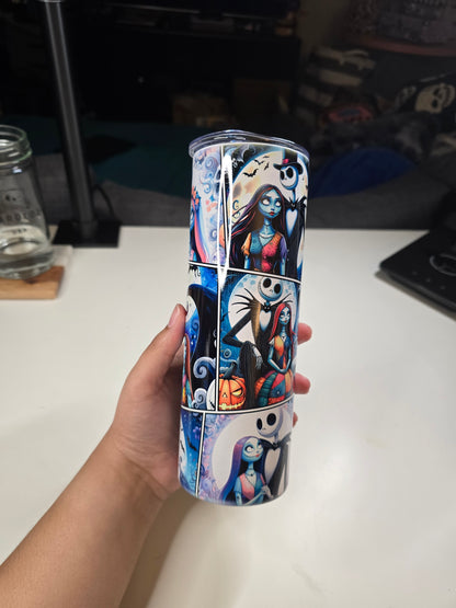 Night Skeleton Couple Lovely Collage Tumbler