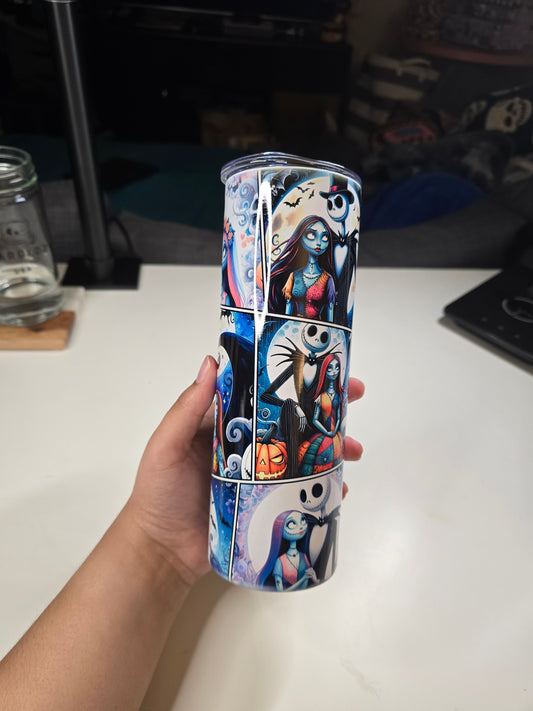 Night Skeleton Couple Lovely Collage Tumbler