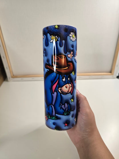 Sad Grey Donkey Dressed as a Cowboy Inflated