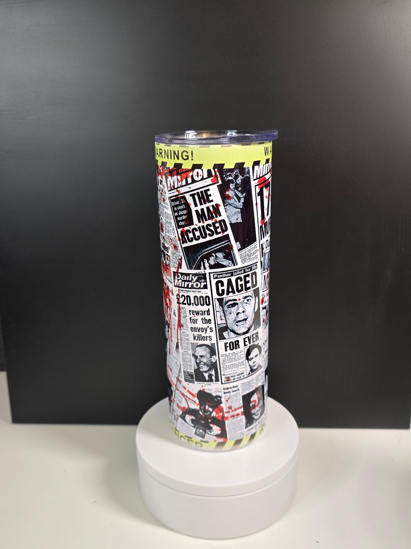 Scary villains on newspaper clippings