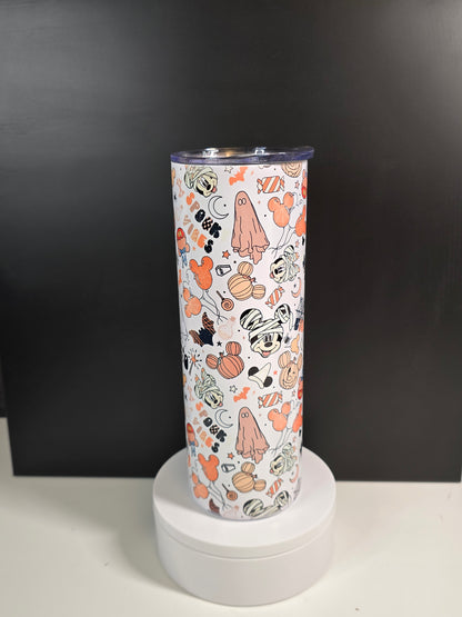 Cute Halloween ghosts, pumpkins and cartoon seamless pattern