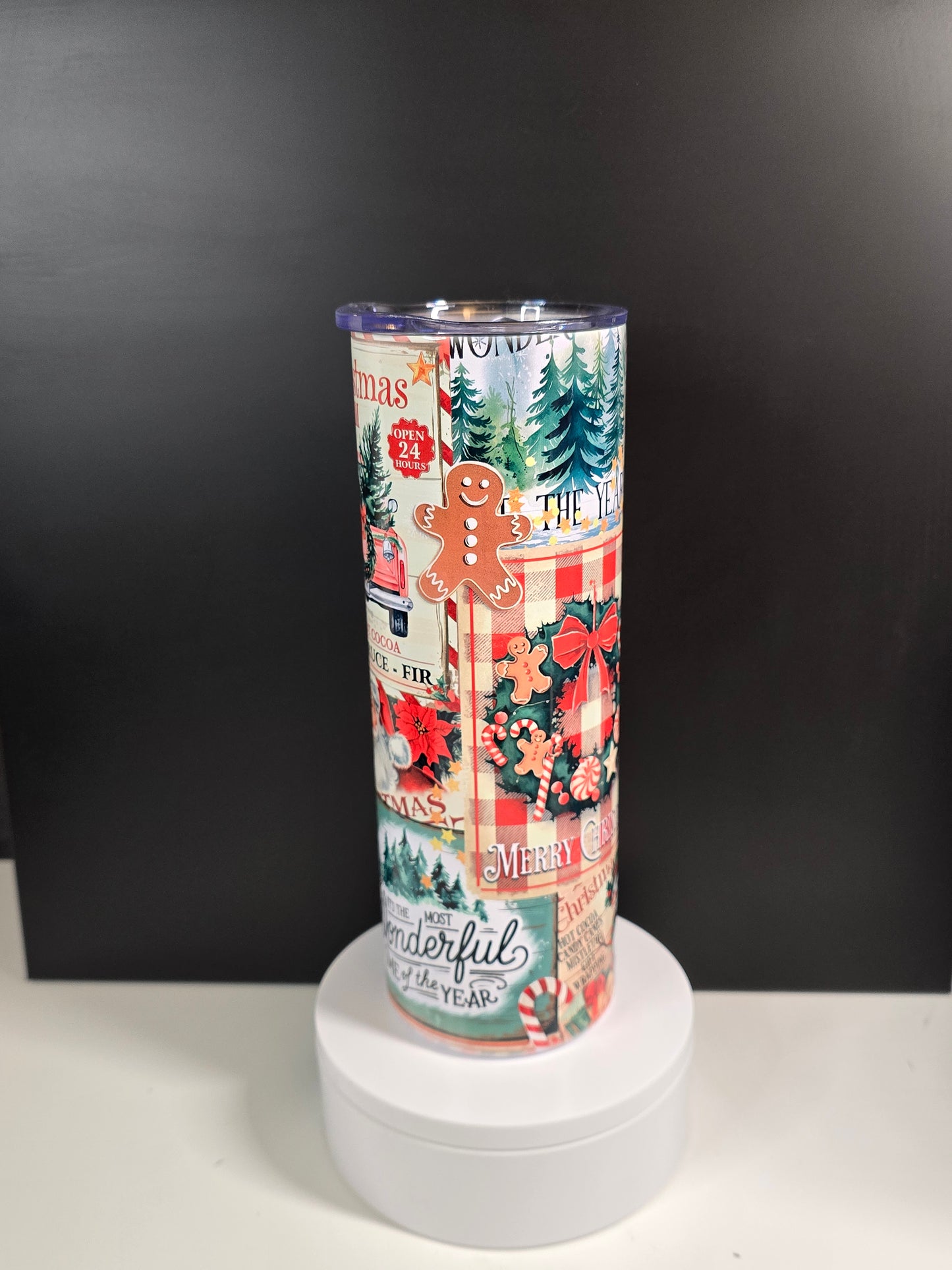 Vintage stamp, wreath, gingerbread, pattern Christmas