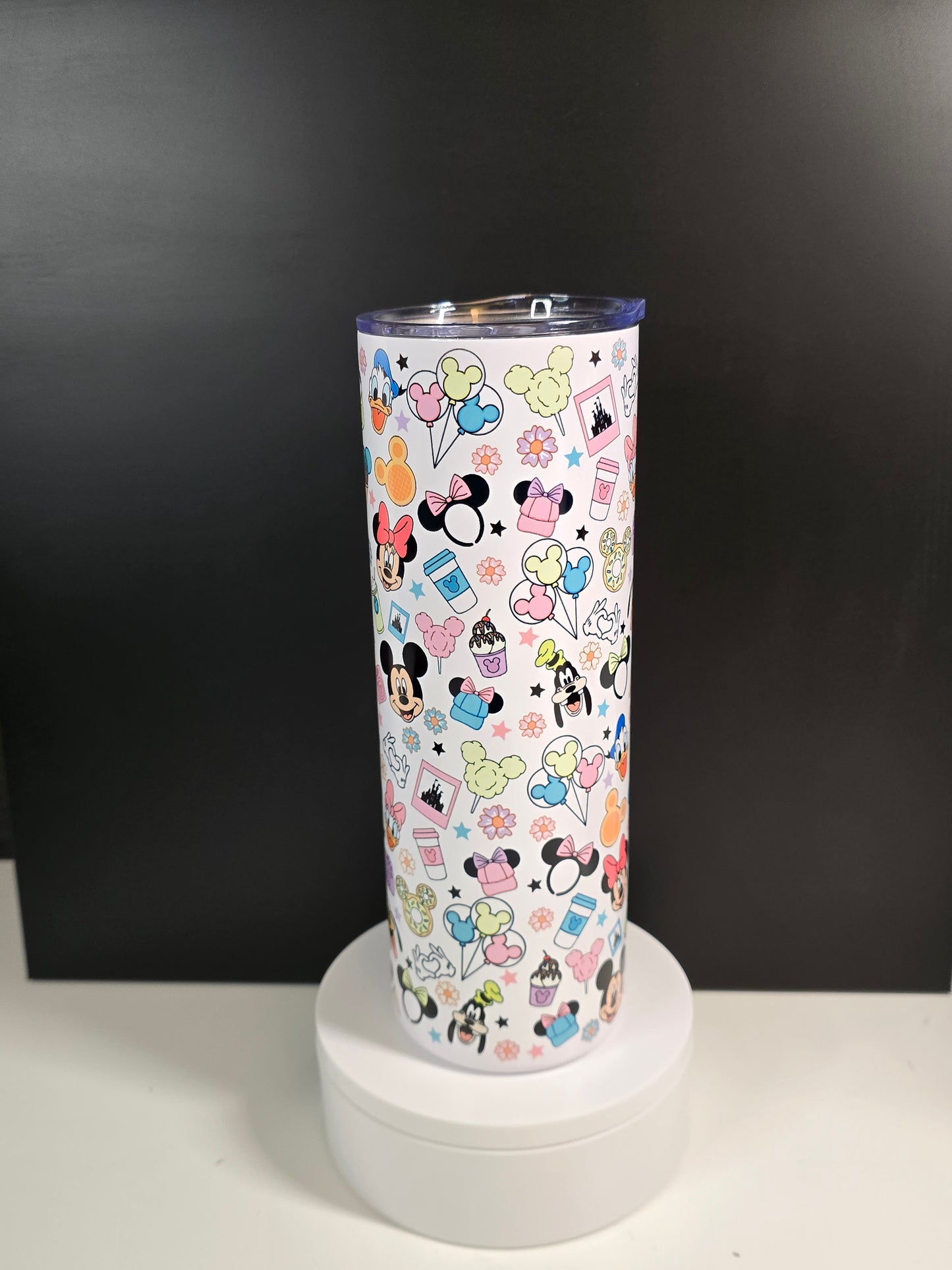 Cute ballons, headband ears, ice cream, and flowers