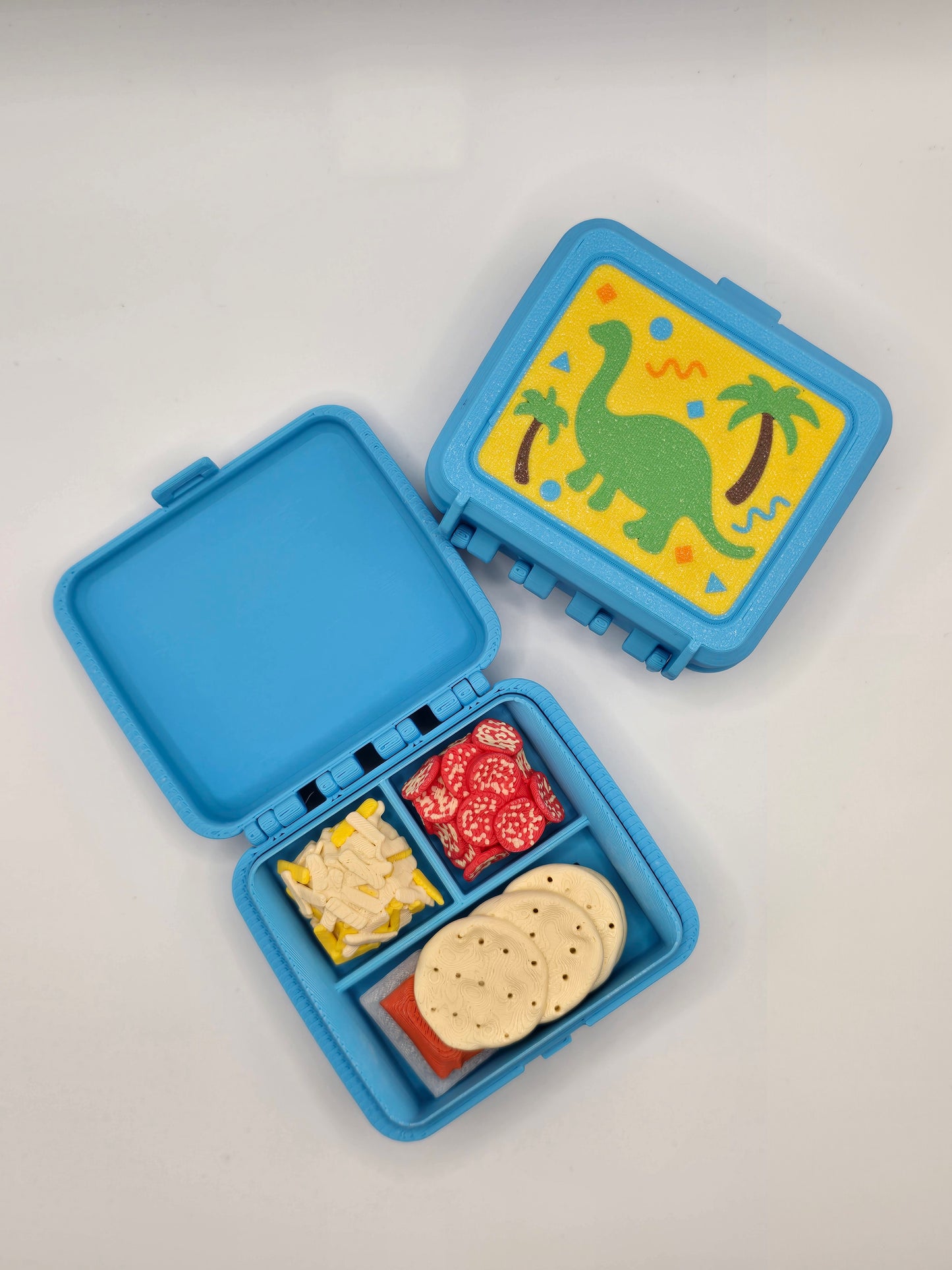 Blue with Dinosaur Retro DIY Pizza Lunchbox Multi Clicker