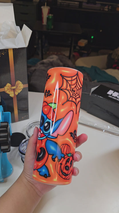 Spooky Cute Pumpkin Blue Alien 20oz Tumbler