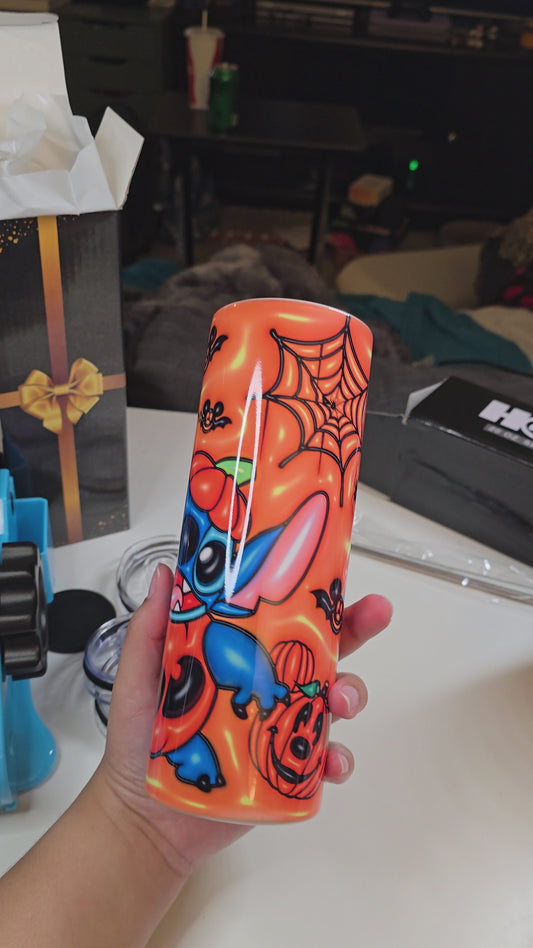 Spooky Cute Pumpkin Blue Alien 20oz Tumbler