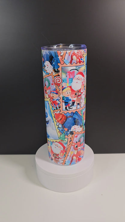 Cute Christmas Characters in vintage stamps