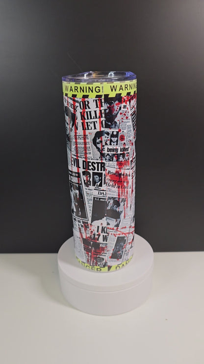 Scary villains on newspaper clippings