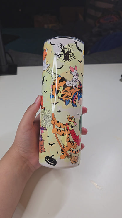 Cartoon Bear Trick or Treating Group with Halloween Costumes