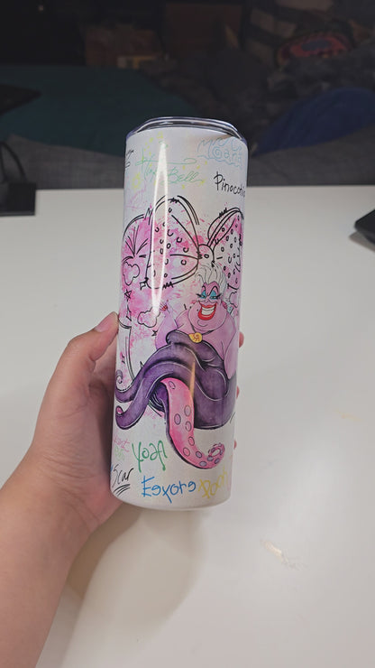 Wicked Sea Witch with famous signatures on a Holographic Tumbler