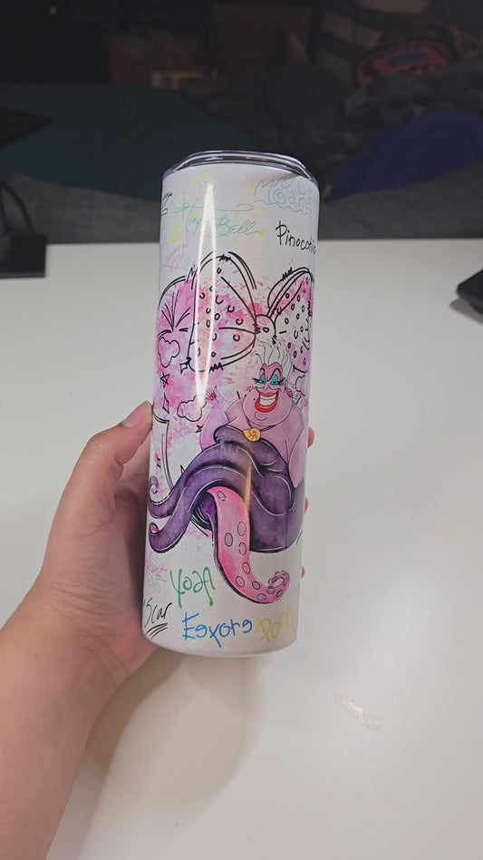 Wicked Sea Witch with famous signatures on a Holographic Tumbler