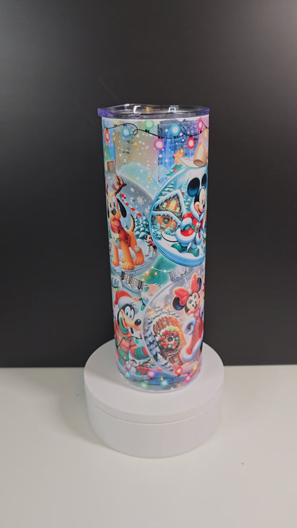 Christmas characters in giant ornaments