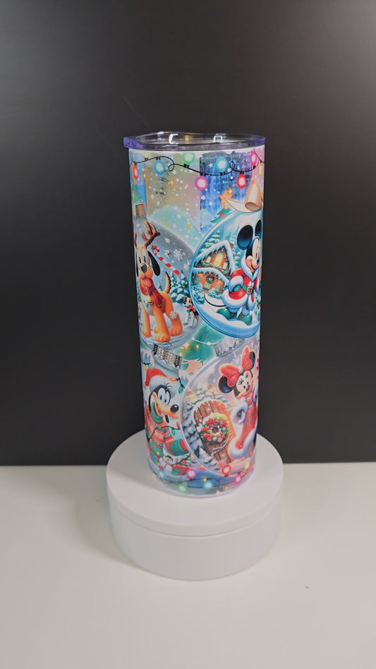 Christmas characters in giant ornaments